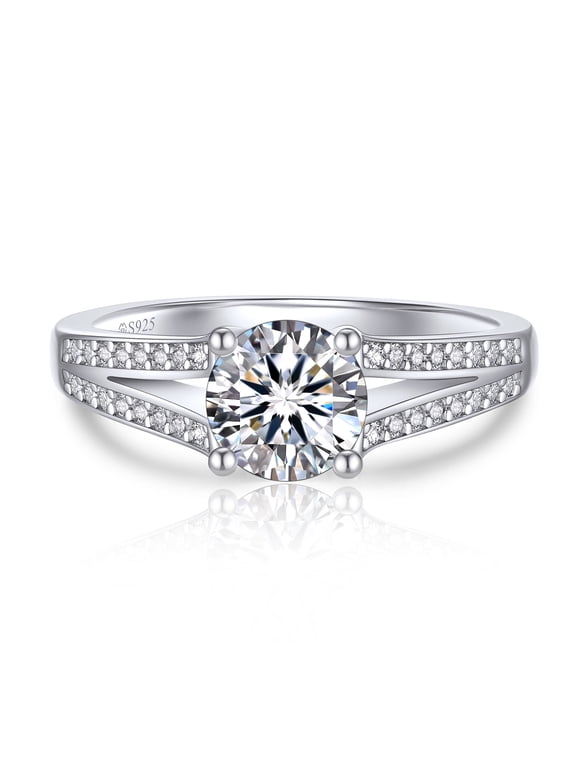 Promise Rings, 1Carat Moissanite Engaegment Rings, D Color VVS1 Simulated Diamond 925 Sterling Silver Ring For Women