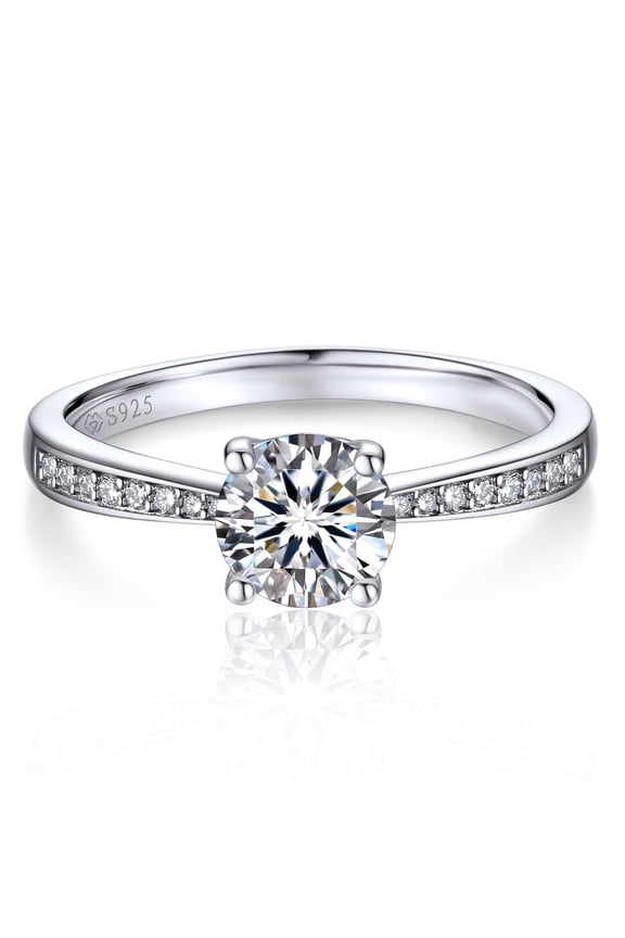 14K White Gold Plated Engagement Ring for Women 1 Carat Moissanite Promise Rings Anniversaries Valentine's Day Gift Size6
