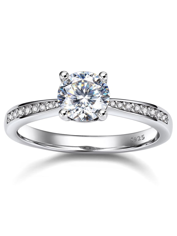 Promise Rings for Women 1 Carat Moissanite Engagement Ring Sterling Silver Anniversaries Christmas Valentine's Day Gift Size7