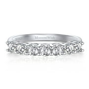 MomentWish Moissanite Wedding Bands for Women S925 Sterling Silver Eternity Wedding Rings-Size7
