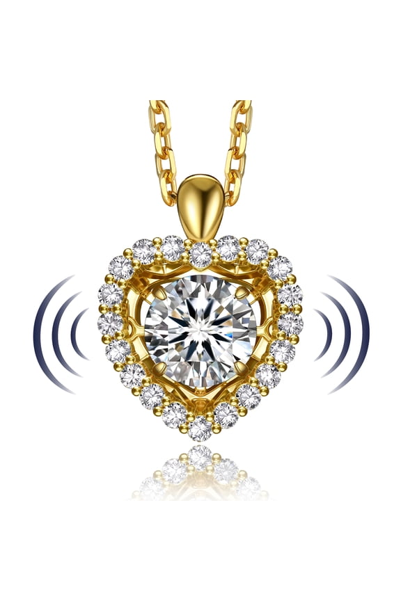 Simulated Diamond Necklace for Women,1 Carat Moissanite Heart Dance Necklace Valentine's Day Gift