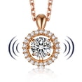 thumbnail image 1 of MomentWish Simulated Diamond Necklace for Women,Moissanite Dance Pendant Necklace 14K Rose Gold Plated, 1 of 8