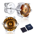thumbnail image 1 of MomentWish Sterling Silver Birthstone Earrings,2 Carat Round Shaped Moissanite Solitaire Stud Earrings,Gift for Her, 1 of 8