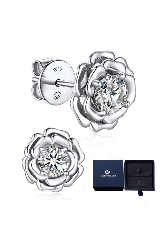 Stud Earrings, Birthday Gift for Women,1 Carat D Color VVS1 Simulated Diamond 925 Sterling Silver Solitaire Earrings