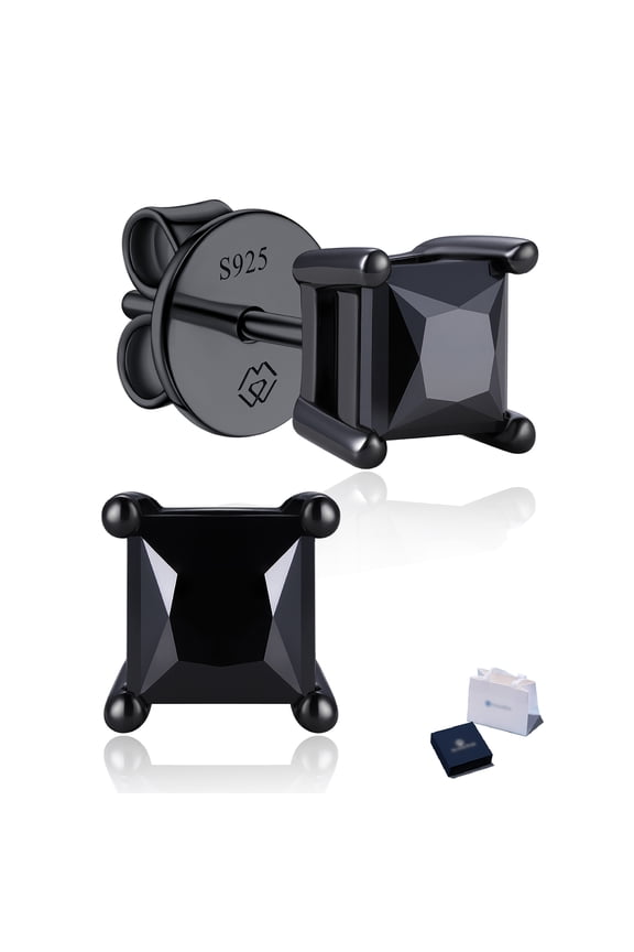 Stud Earrings for Men,1.2 Carat D Color VVS1 Black Moissanite Earrings 925 Sterling Silver