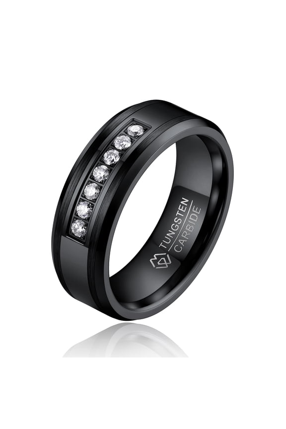 Tungsten Rings, Valentine's Day Gift Birthday Gifts, Moissanite Promise Ring Eternity Band-Size11