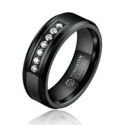 MOMENTWISH Tungsten Rings, Valentine's Day Gift Birthday Gifts, Moissanite Promise Ring Eternity Band-Size9