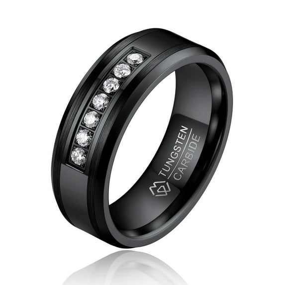 MomentWish Tungsten Rings, Valentine's Day Gift Birthday Gifts, Moissanite Promise Ring Eternity Band-Size9