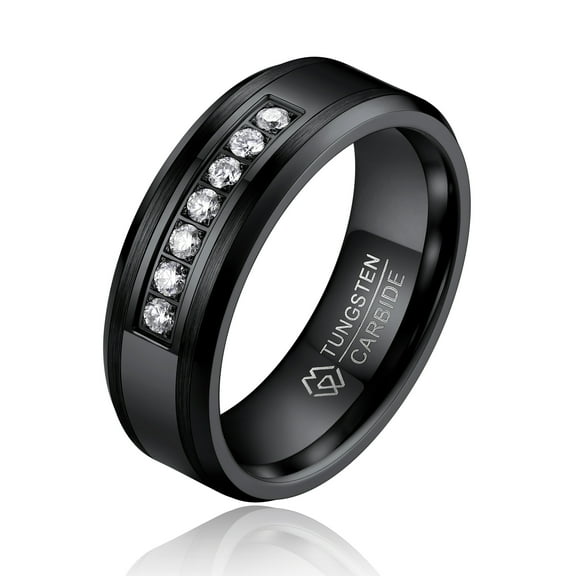 MomentWish Tungsten Rings, Valentine's Day Gift Birthday Gifts, Moissanite Promise Ring Eternity Band-Size9