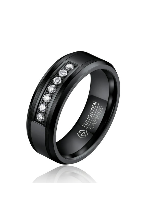 Tungsten Rings, Valentine's Day Gift Birthday Gifts, Moissanite Promise Ring Eternity Band-Size9