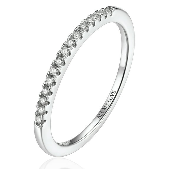 MomentWish Wedding Band,Moissanite Engagement Rings,D Color VVS1 Simulated Diamond 925 Sterling Silver Eternity Rings-Size9.5