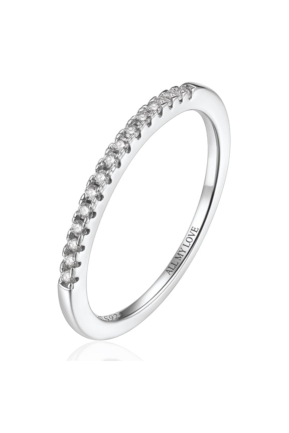 0.15 Carat Round Cut Moissanite Wedding Engagement Rings for Women 925 Sterling Silver Eternity Rings-Size5.5