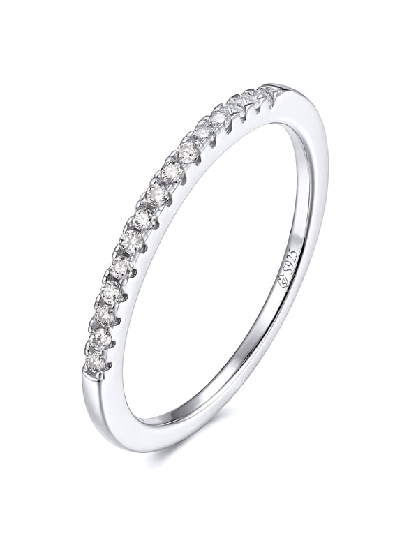 0.15 Carat Round Cut Moissanite Wedding Rings for Women 925 Sterling Silver Eternity Rings-Size5.5