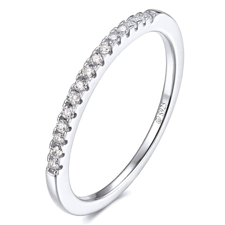 MomentWish Wedding Band,Moissanite Engagement Rings,D Color VVS1 Simulated Diamond 925 Sterling Silver Eternity Rings-Size7