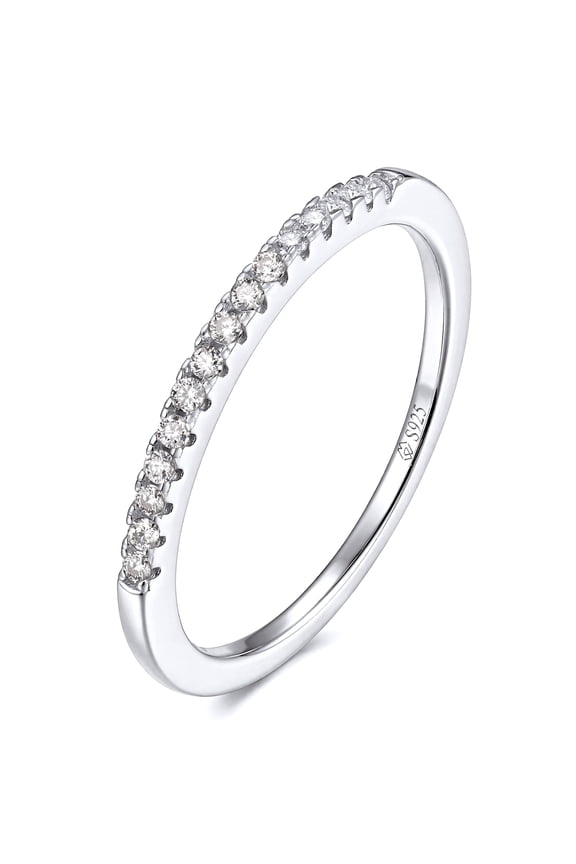 0.15 Carat Round Cut Moissanite Wedding Engagement Rings for Women 925 Sterling Silver Eternity Rings-Size7
