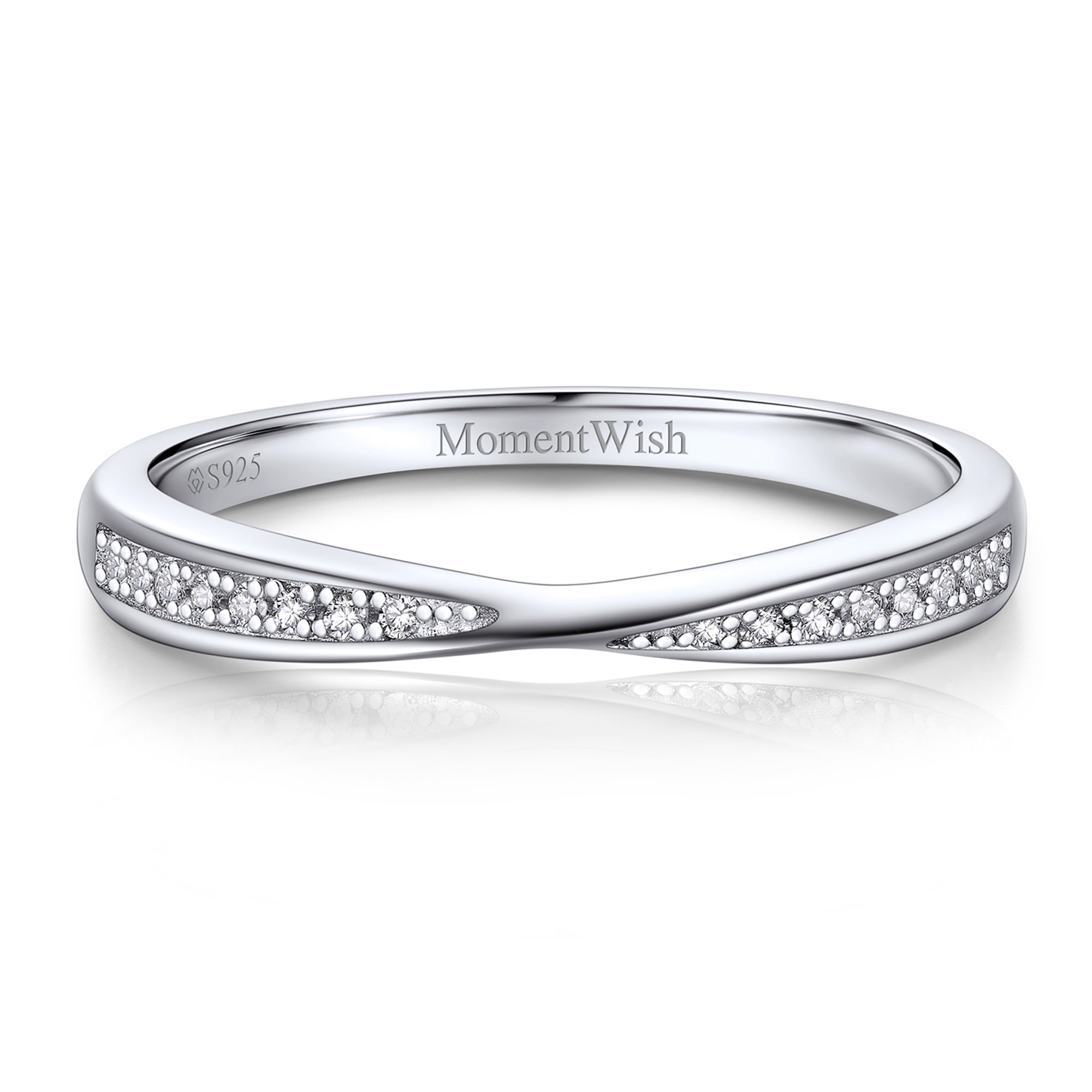 MomentWish Wedding Promise Ring, Moissanite Engagement Ring for Women 925 Sterling Silver Anniversary Band-Size8