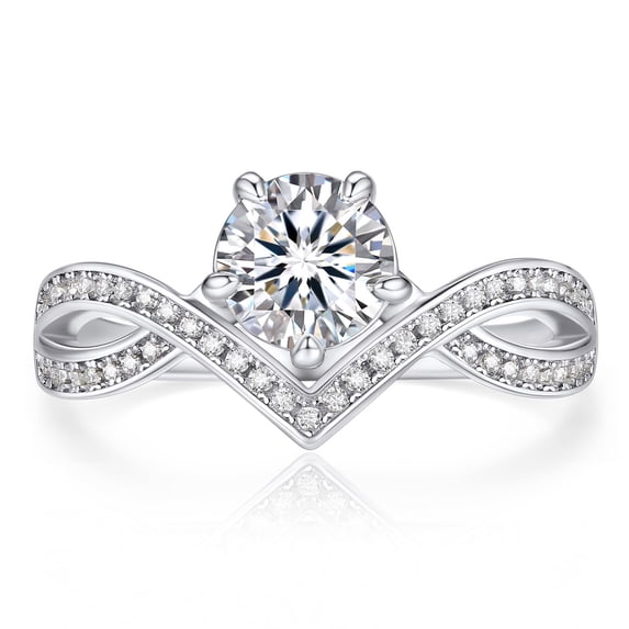 MomentWish Engagement Rings for Women 1Carat Moissanite Promise rings 925 Sterling Silver Simulated Diamond Accent Rings-Size9.5
