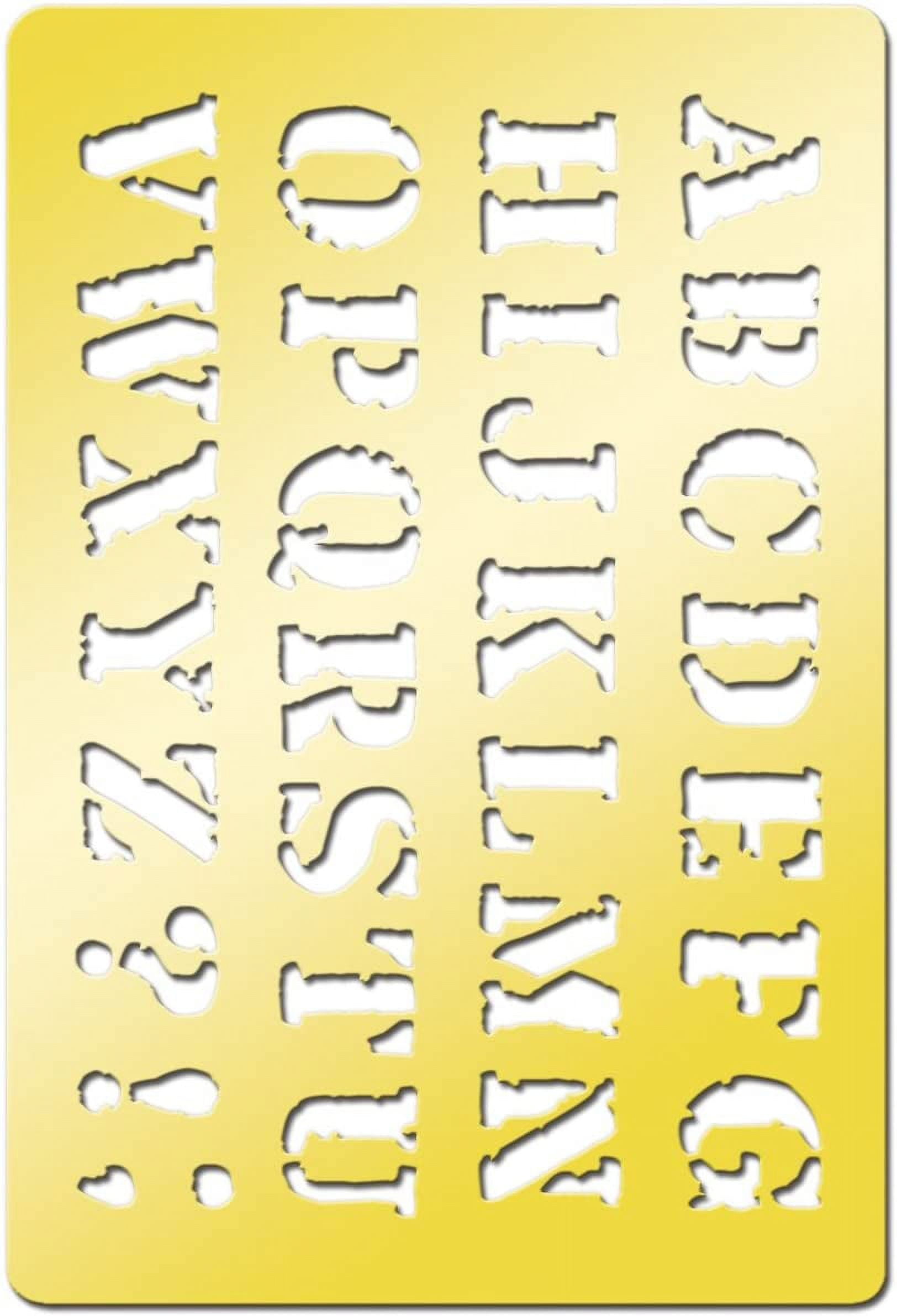 Momenta ArtC Brass Stencil, Serif Upper Case, 3.9" x 2.6"