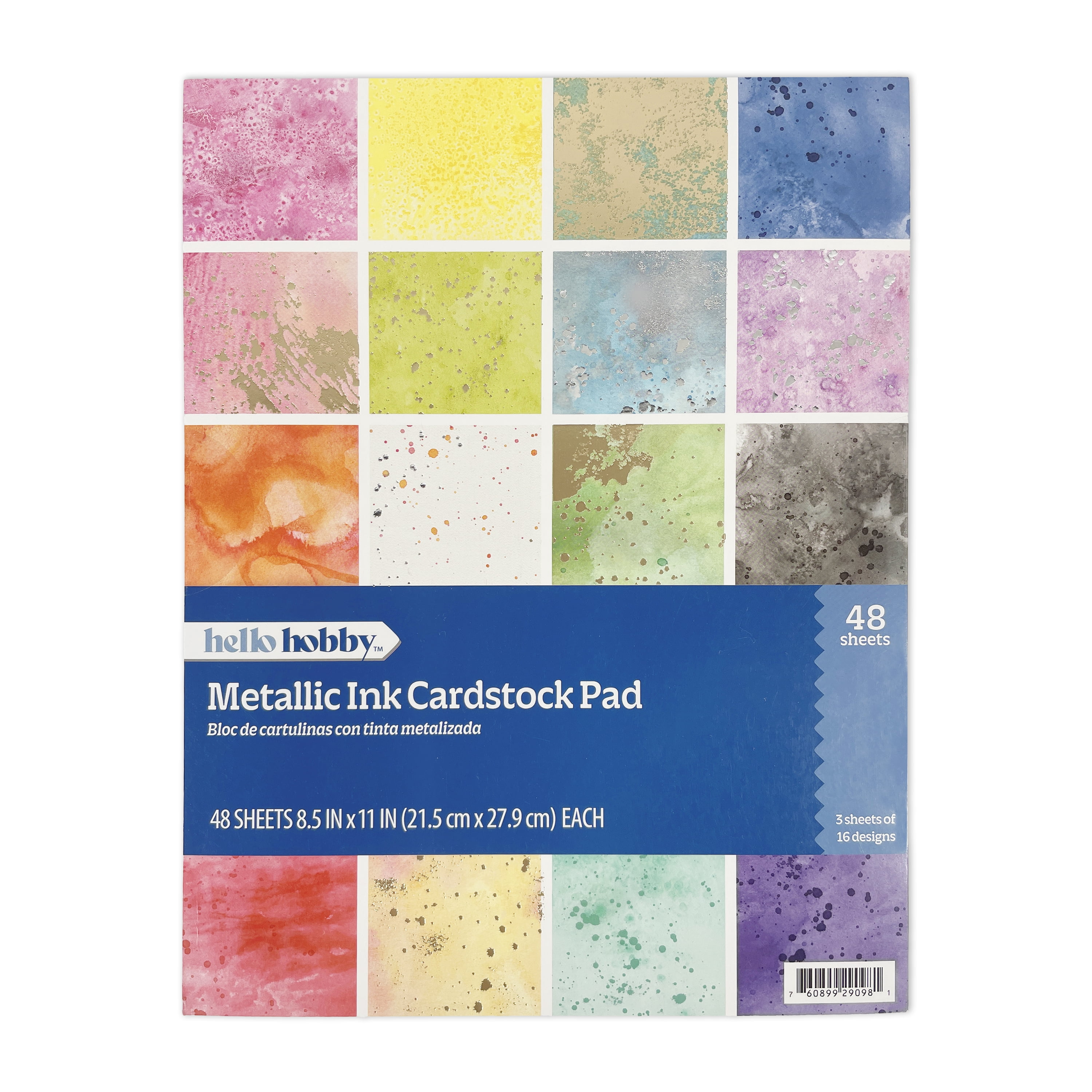 Hello Hobby Metallic Ink 8.5x11 Paper and Cardstock Combo Pad for Scrapbooking and Crafting