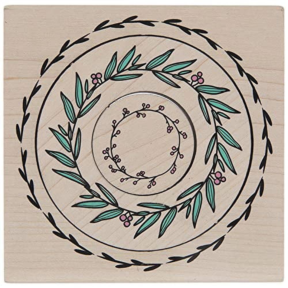 Momenta Nesting Wreaths Red Rubber Wood Mount Stamp
