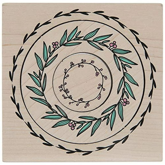 Momenta Nesting Wreaths Red Rubber Wood Mount Stamp