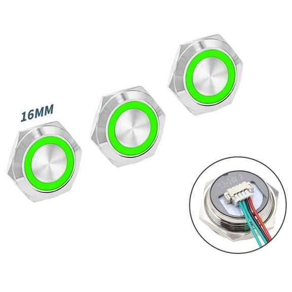 Momentary Action Waterproof Metal Push Button Light Switch Set Of Three Units
