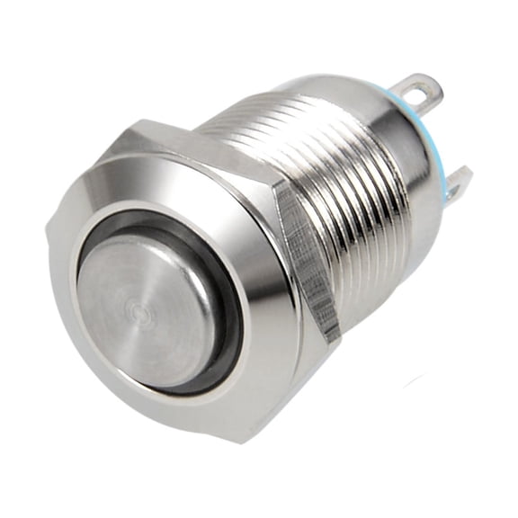 Momentary Metal Push Button Switch 12mm Mounting Dia 1NO 3-6V Blue Light