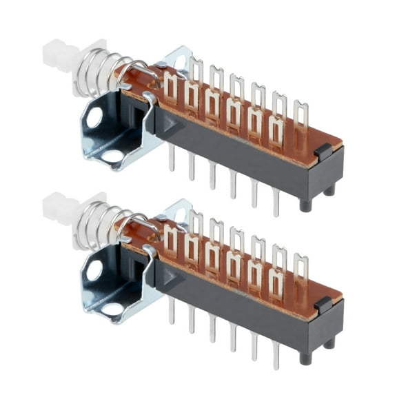 Momentary Push Button Switch, 4PDT 4 Pole 12 Pin 1 Position 2pcs