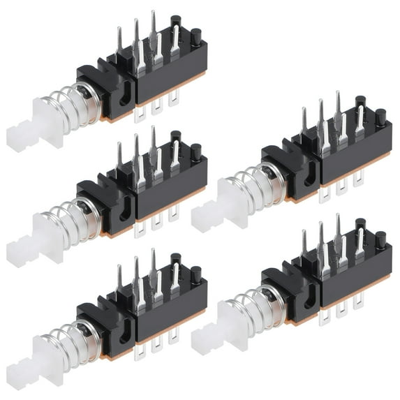 Push Button Switch, DPDT 6 Pin 1 Position Self-Locking 5pcs