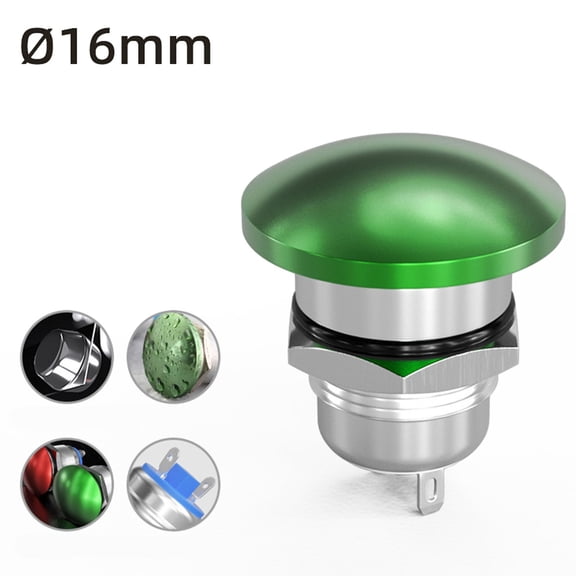 Momentary Push Button Switch,Mushroom Cap NO ON&Off Waterproof Pushbutton Switch 2P20A