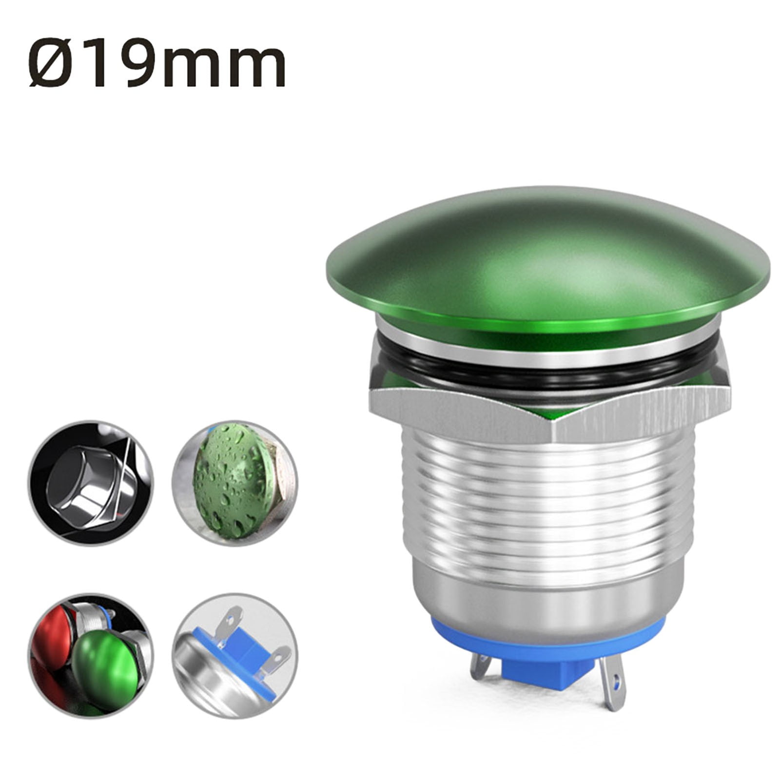 Momentary Push Button Switch,Mushroom Cap NO ON&Off Waterproof