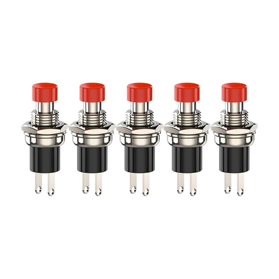 Momentary Push Button Switch Reset Jog Lock Free Switch 3A 220VAC SPST Mini Pushbutton Normally Open(NO) Black & Red & Green Cap