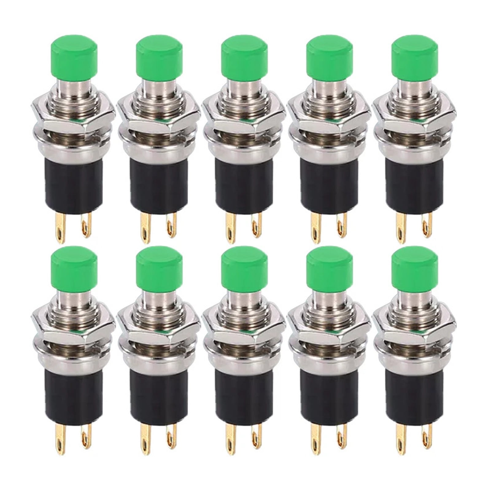 20-Pack Mini Push Button Switches – 1A 250V AC, SPST, 2-Pin Momentary (Normally Open), Red & Black Caps