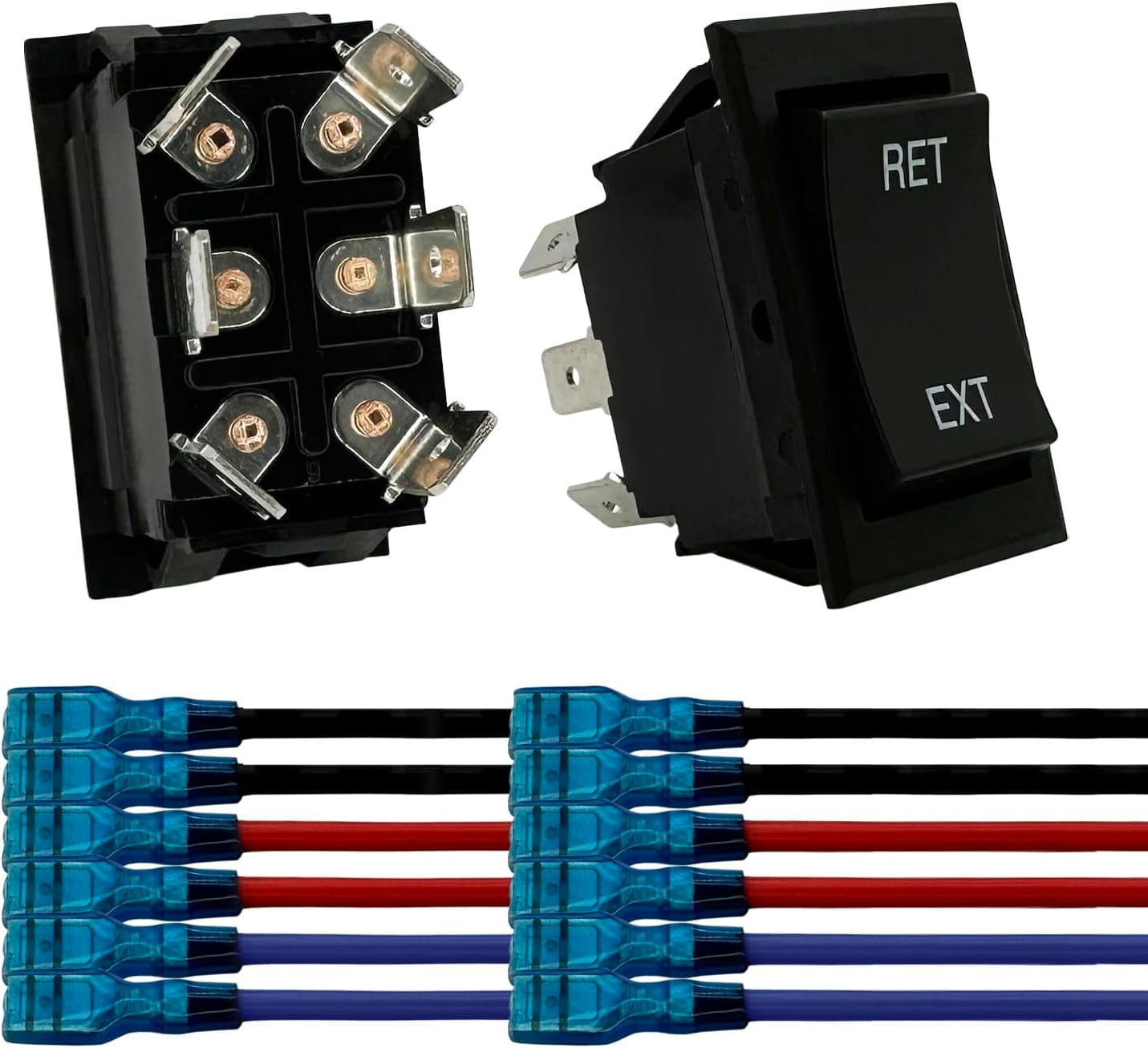 Momentary Reverse Polarity Rocker Switch with Wires for RV Tongue