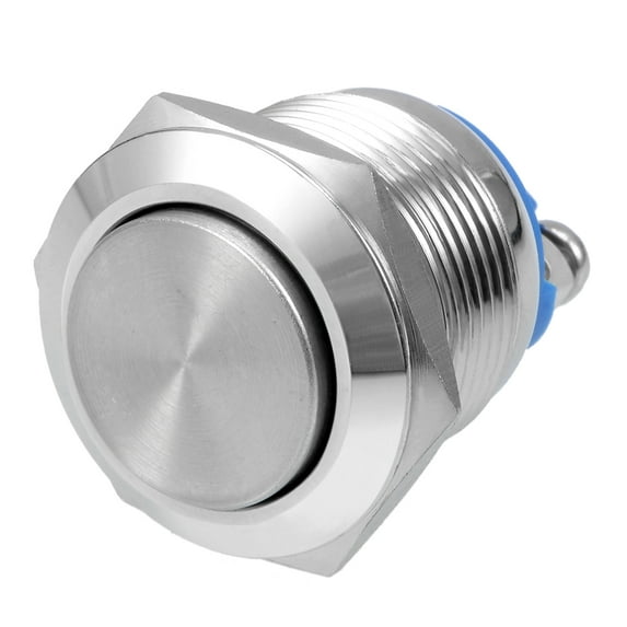 Momentary Stainless Steel Push Button Switch 19mm Mounting Dia 5A 2 Screws