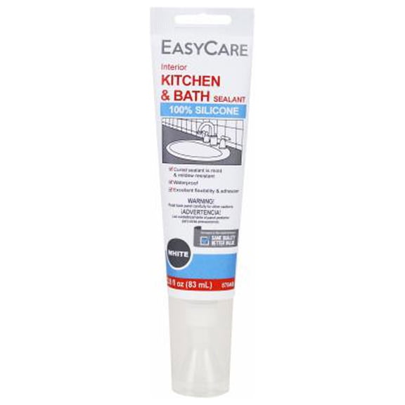 EasyCare 7079808726 Kitchen & Bath Silicone Sealant, White, 2.8-oz. - Quantity 1