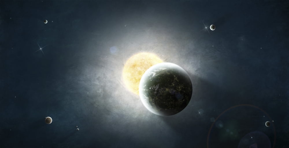 Moments before a total eclipse of the Sun Canvas Art - Tomasz DabrowskiStocktrek Images (20 x 10)