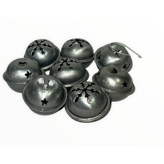Momentum Brand Happy Holiday 1.5" Bell Ornaments; 8 Pieces Silver Color