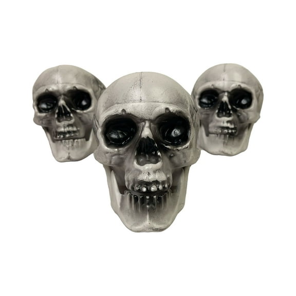 Momentum Brand Plastic Halloween Day of the Dead Skulls, 5x4.5 in.; Set of 3 pieces