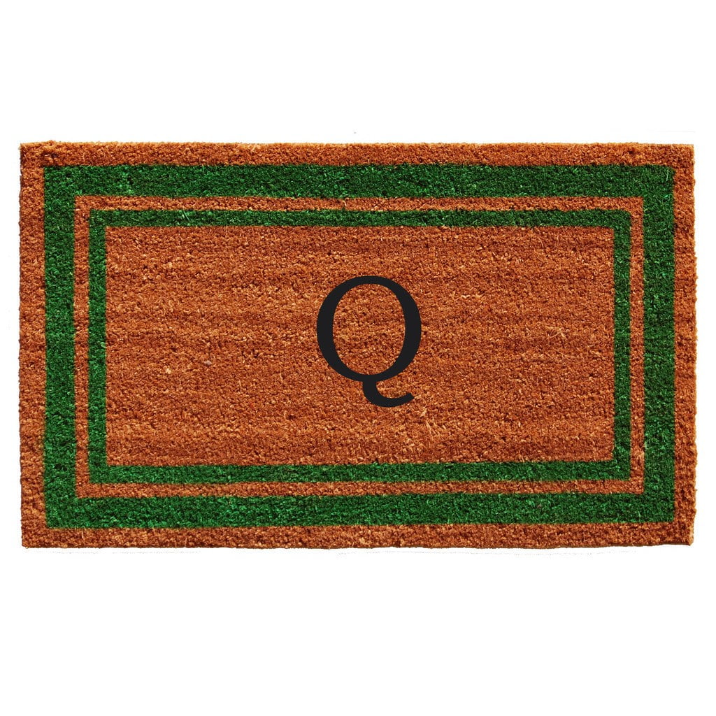 Momentum Mats Green Border Monogram Doormat (1'6 x 2'6)
