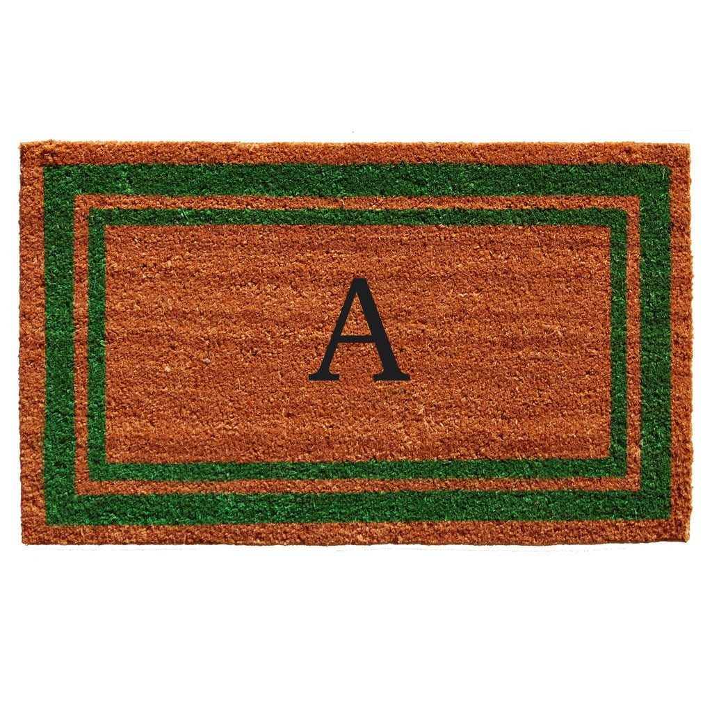 Momentum Mats Green Border Monogram Doormat (1'6 x 2'6)