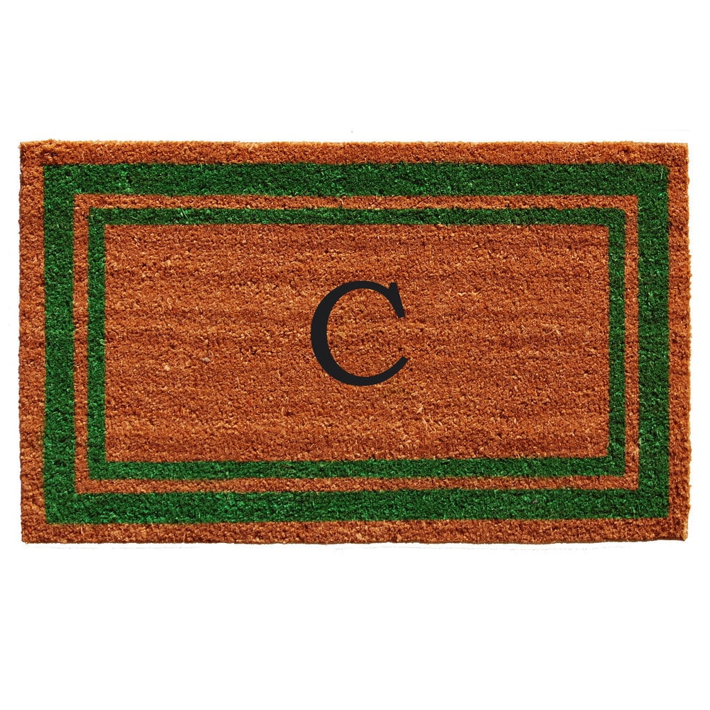 Momentum Mats Green Border Monogram Doormat (1'6 x 2'6)