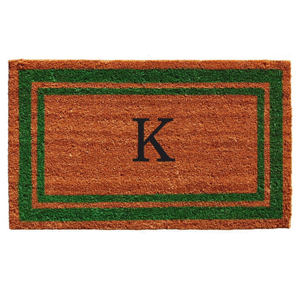 Momentum Mats Green Border Monogram Doormat (1'6 x 2'6)