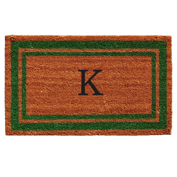 Momentum Mats Green Border Monogram Doormat (1'6 x 2'6)