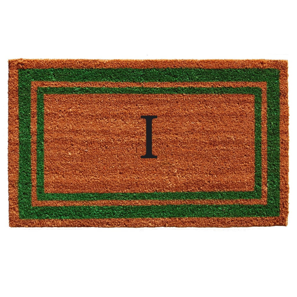 Momentum Mats Green Border Monogram Doormat (1'6 x 2'6)