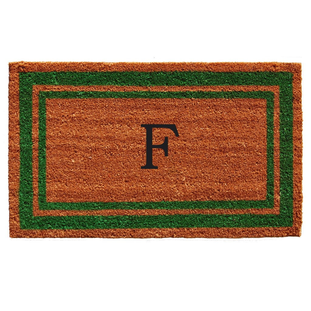 Momentum Mats Green Border Monogram Doormat (1'6 x 2'6)