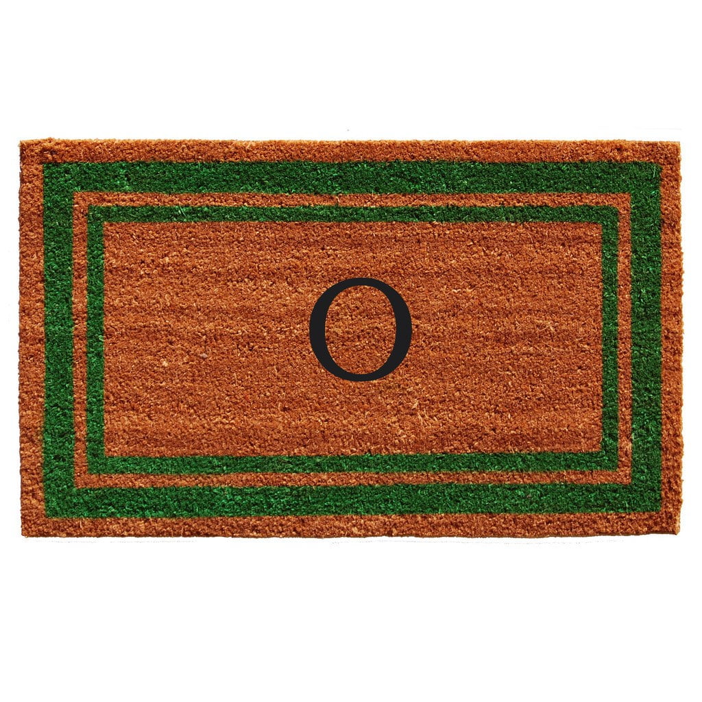 Momentum Mats Green Border Monogram Doormat (1'6 x 2'6)