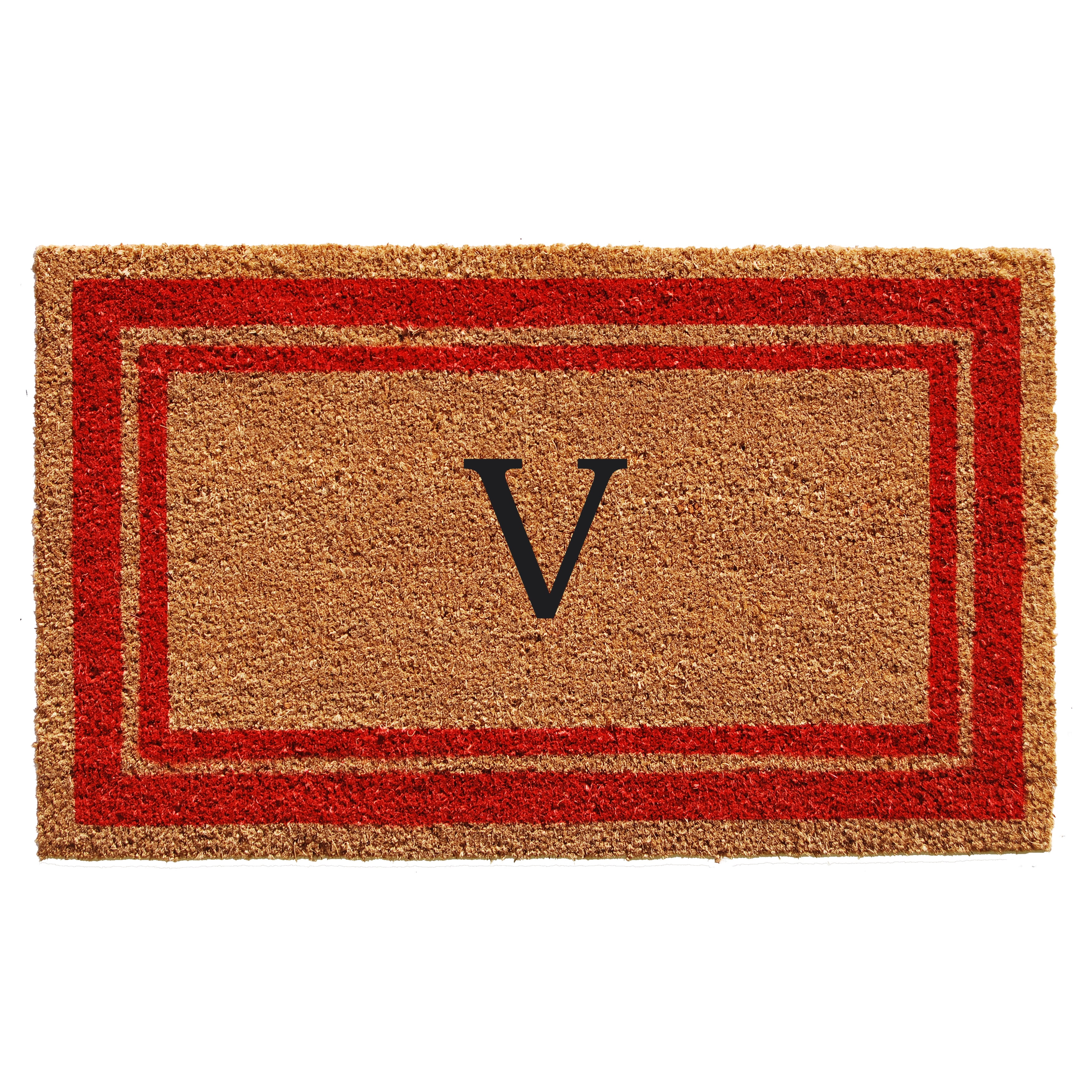 Momentum Mats Red Border Monogram Doormat (1'6 x 2'6)