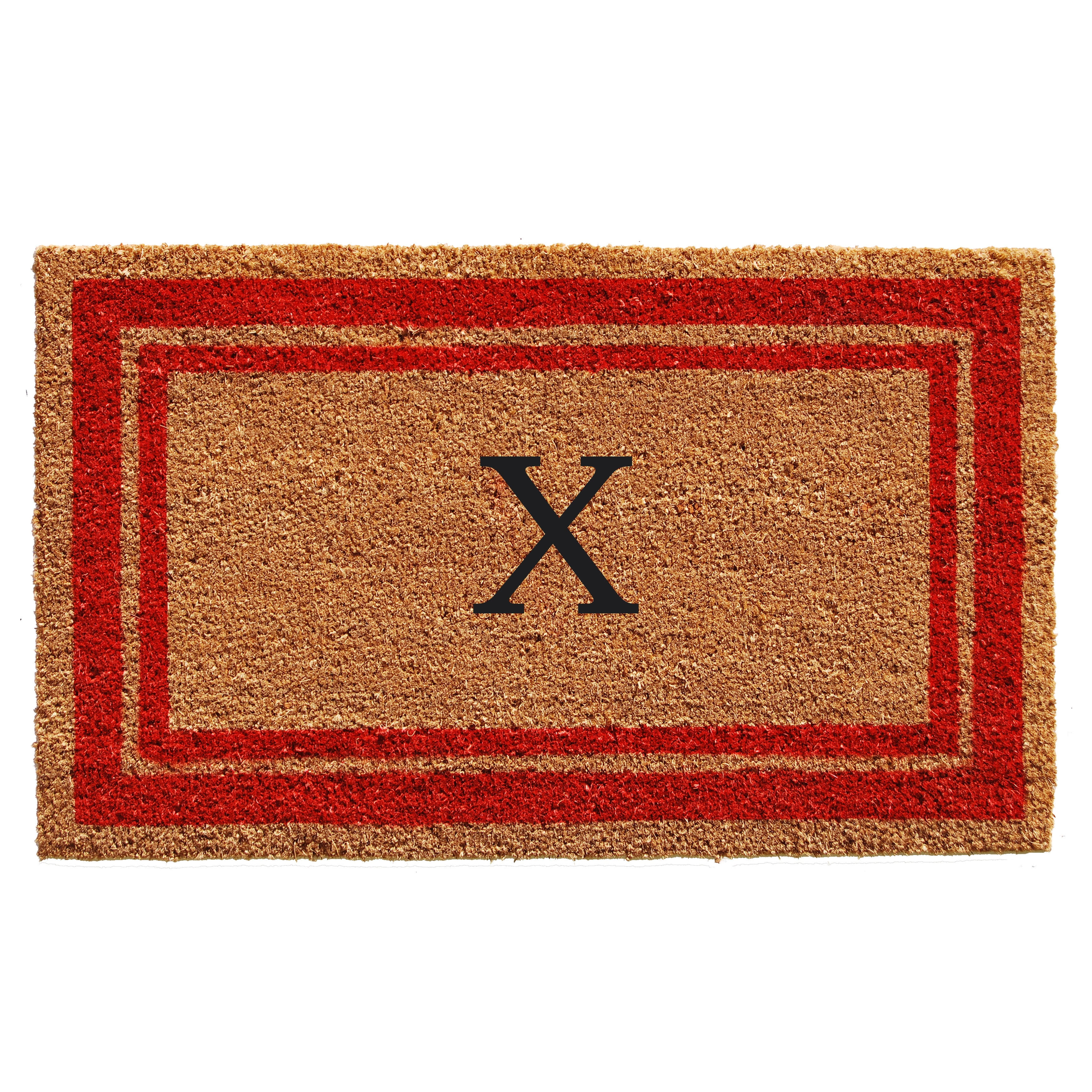 Momentum Mats Red Border Monogram Doormat (1'6 x 2'6)
