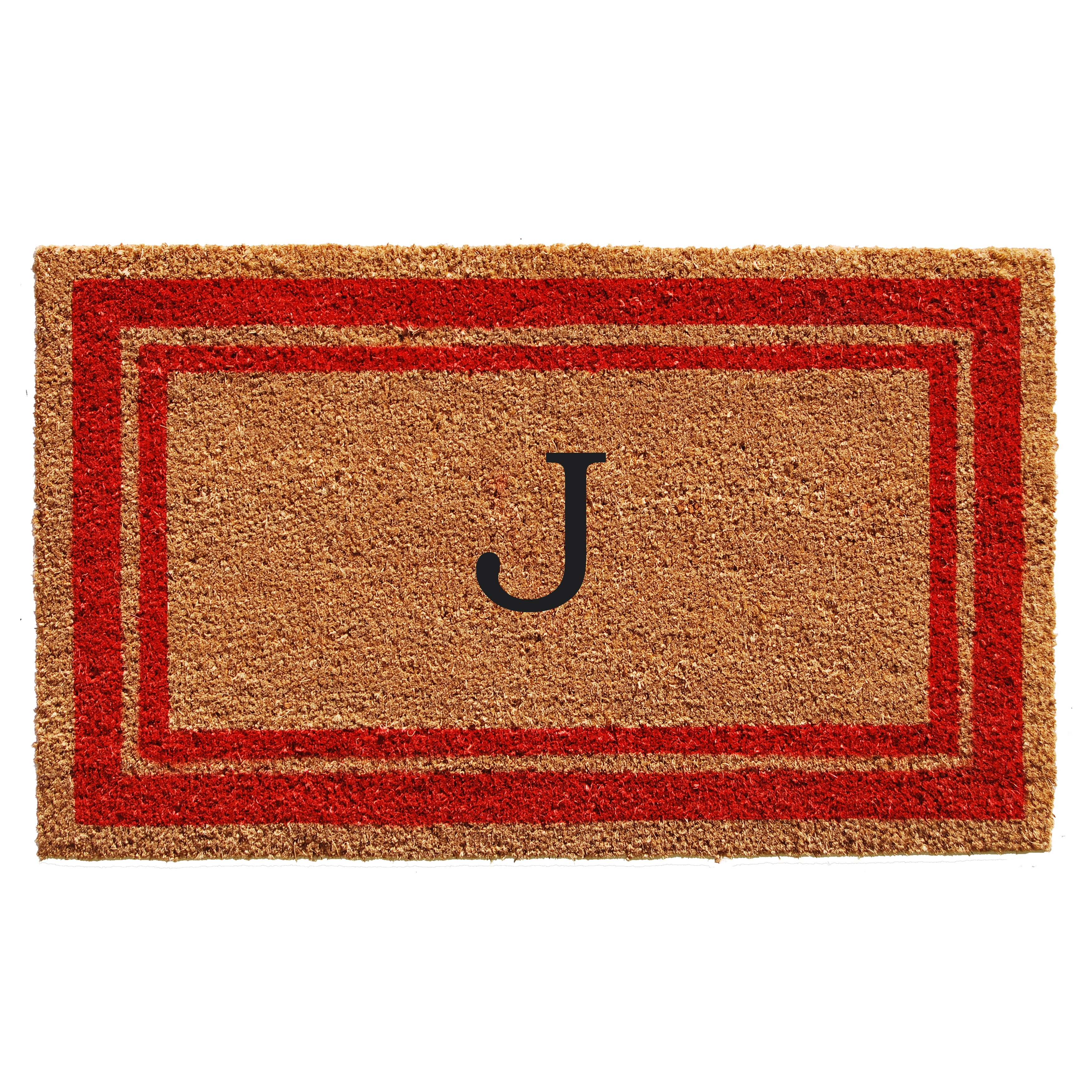 Momentum Mats Red Border Monogram Doormat (1'6 x 2'6)